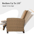 Indoor & Outdoor Recliner, All Weather Wicker Reclining Patio Chair, Khaki Cushion Khaki,1 Chair Khaki Rattan
