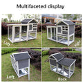 Rabbit Hutch Outdoor Rabbit Cage Indoor On Wheels Bunny Cage With Deep No Leak Pull Out Tray,Upgrade Version Gray Antique White Gray Solid Wood