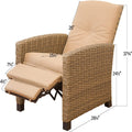 Indoor & Outdoor Recliner, All Weather Wicker Reclining Patio Chair, Khaki Cushion Khaki,1 Chair Khaki Rattan