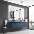 84In. W X 48In. H Oversized Rectangular Black Framed Led Mirror Anti Fog Dimmable Wall Mount Bathroom Vanity Mirror Hd Wall Mirror Kit For Gym And Dance Studio 48X 84Inches With Safety Ba Matte Black Aluminium