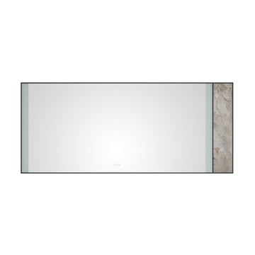84X 36Inch Led Mirror Bathroom Vanity Mirror With Back Light, Wall Mount Anti Fog Memory Large Adjustable Vanity Mirror Natural Stone Decoration Decoration Follows Led Changes Matt Black Aluminium