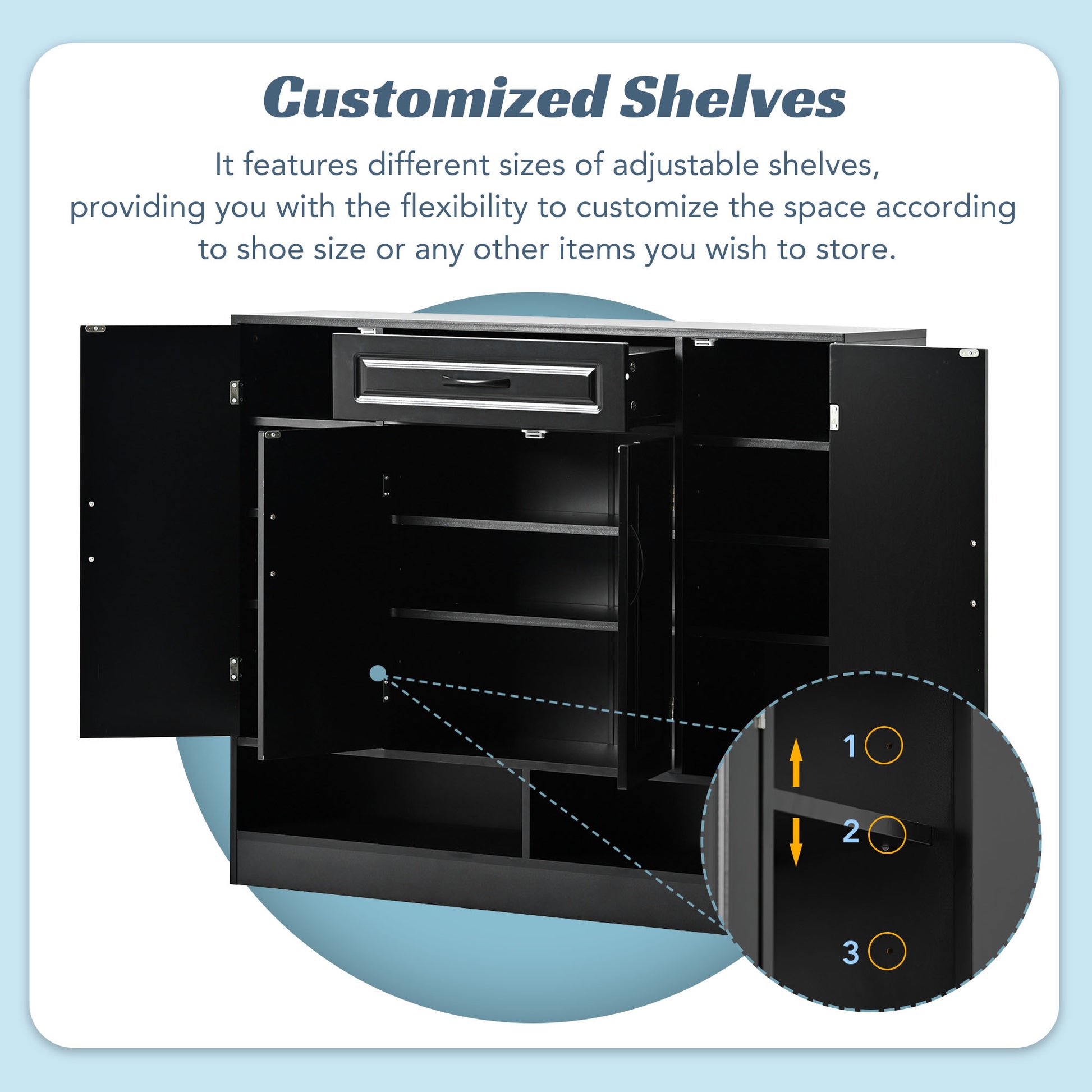 Sleek And Modern Shoe Cabinet With Adjustable Shelves, Minimalist Shoe Storage Organizer With Sturdy Top Surface, Space Saving Design Side Board For Various Sizes Of Items, Black Square 3 4 Spaces