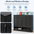 Sleek And Modern Shoe Cabinet With Adjustable Shelves, Minimalist Shoe Storage Organizer With Sturdy Top Surface, Space Saving Design Side Board For Various Sizes Of Items, Black Square 3 4 Spaces