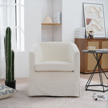 27.36" Wide Swivel Chair White Polyester