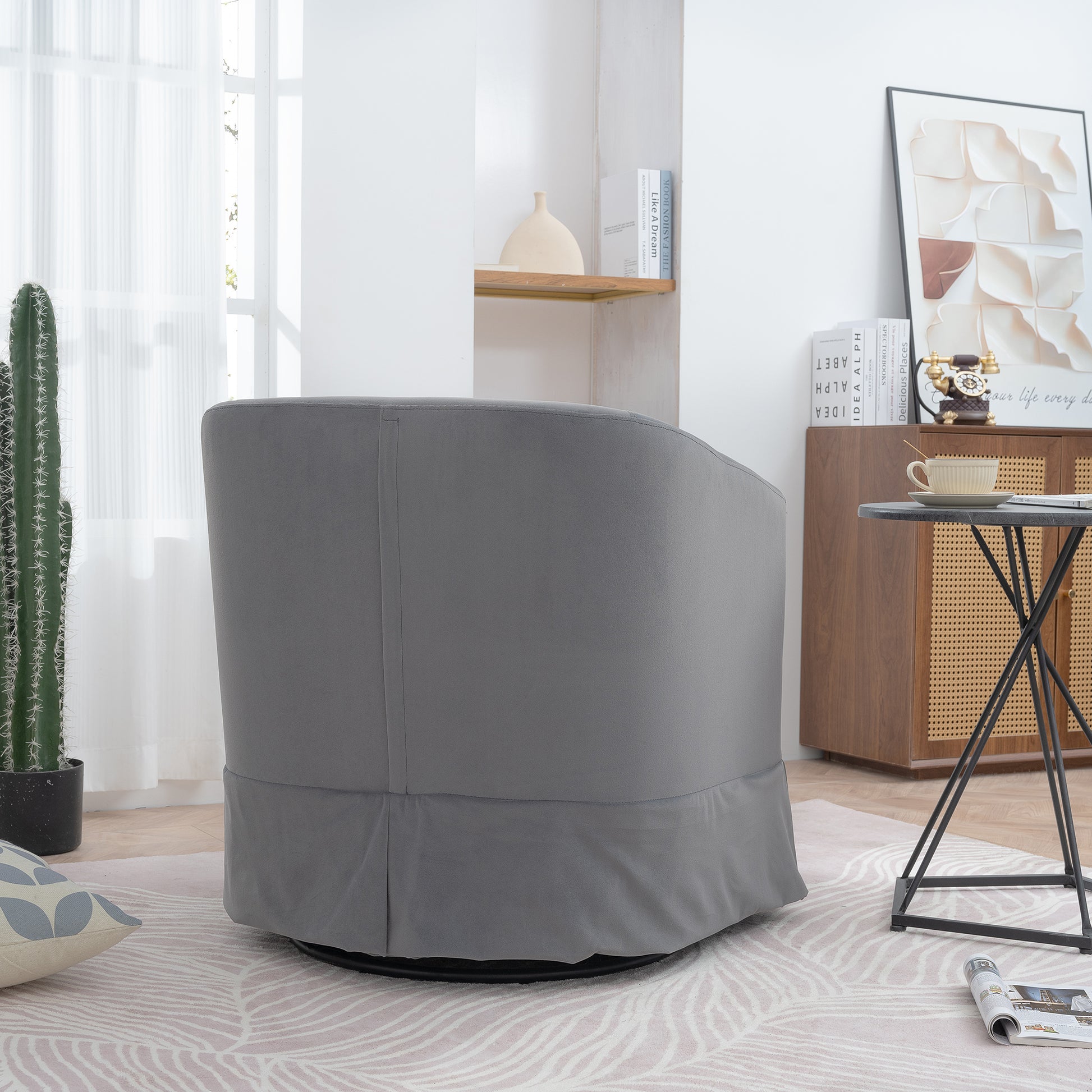 27.36" Wide Swivel Chair Gray Polyester