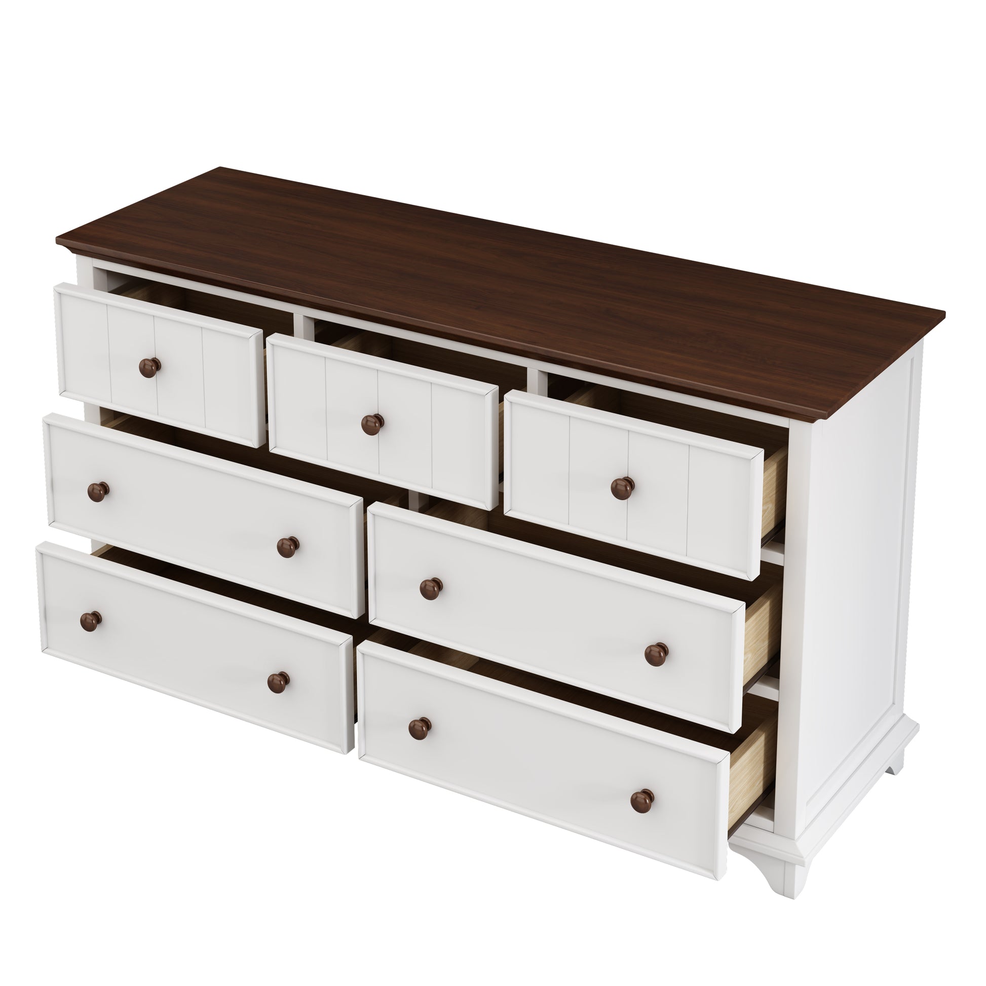 3 Pieces Wooden Captain Bedroom Set Twin Bed With Trundle, Nightstand And Dresser, White Walnut White Walnut Wood