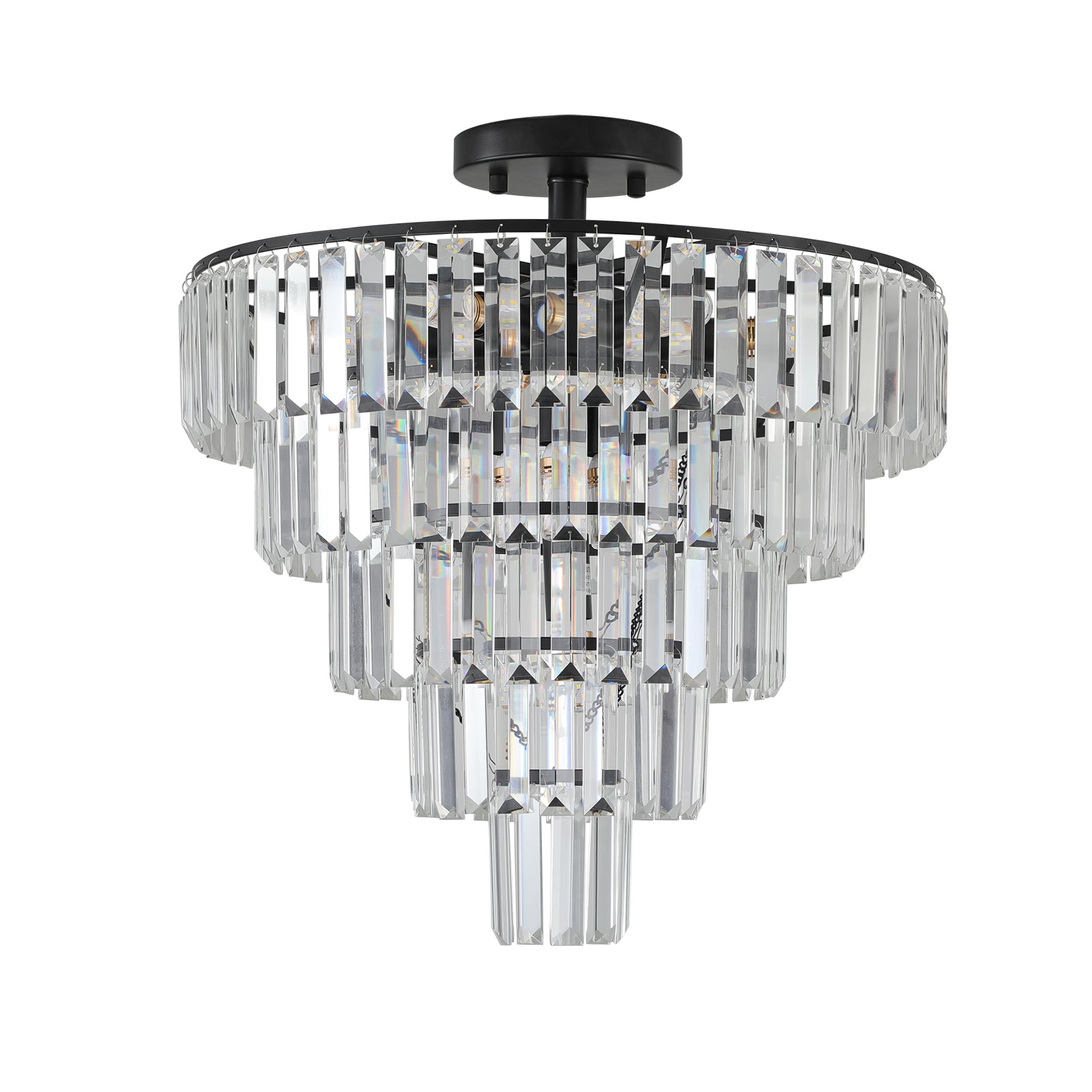 Same As W1340110374 L5011 Black Large Crystal Chandelier, Modern Style Chandelier, Dining Room, Living Room, Bedroom Bulbs Not Included Black Luxury Crystal