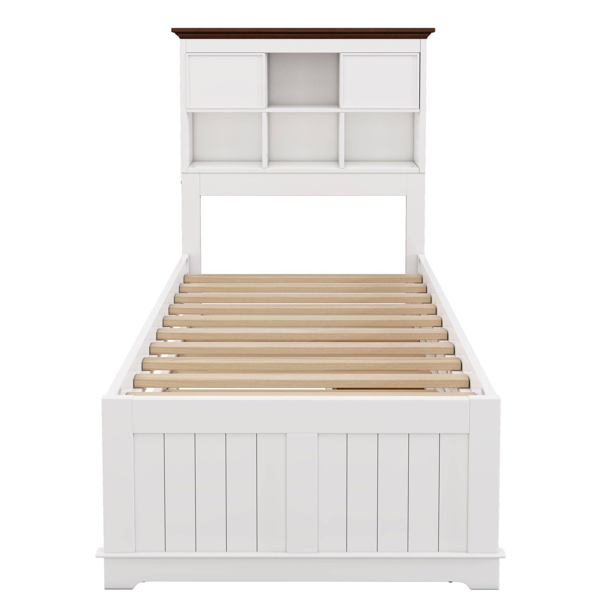 2 Pieces Wooden Captain Bedroom Set Twin Bed With Trundle And Nightstand,White Walnut White Walnut Wood