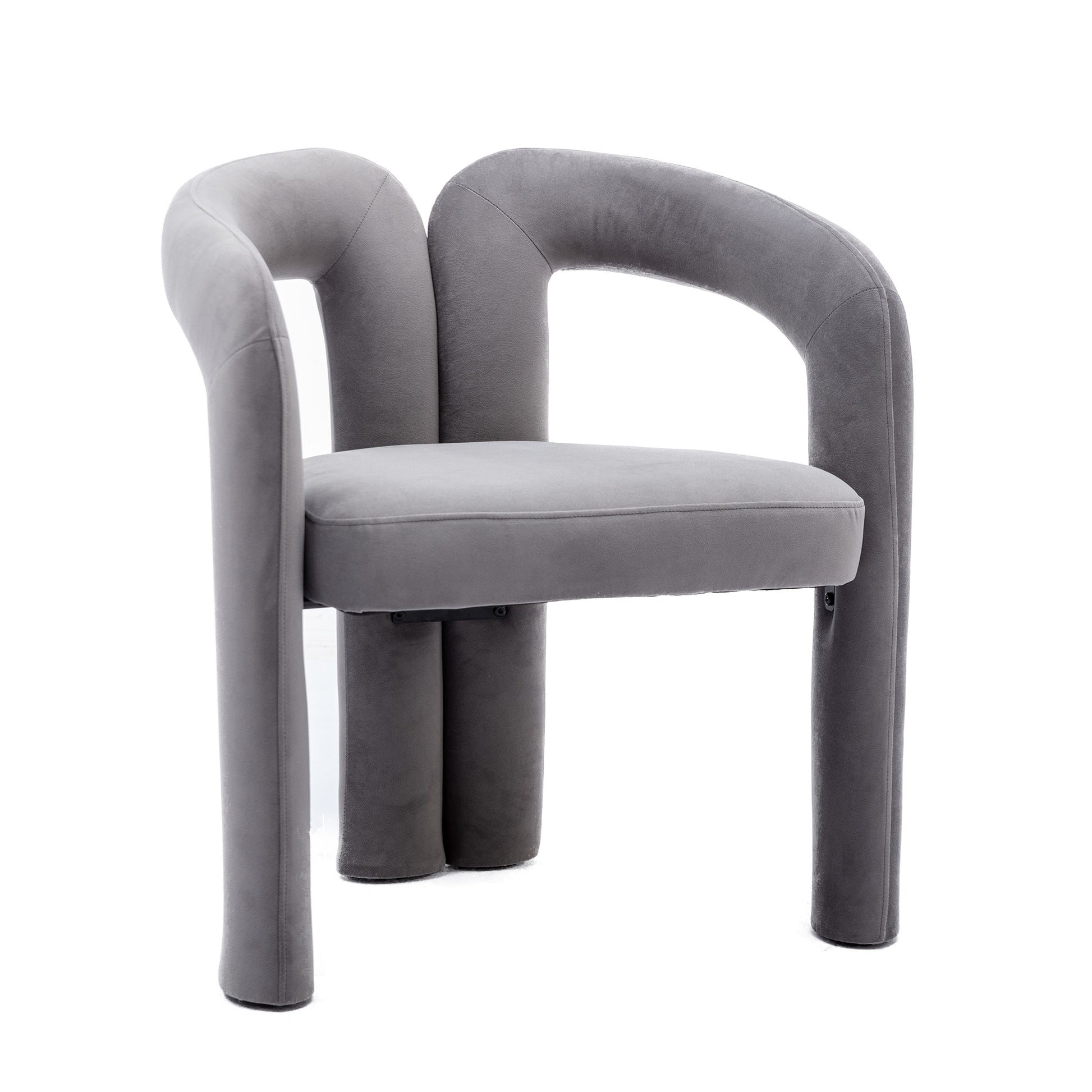 Coolmore Contemporary Designed Velvet Fabric Upholstered Accent Dining Chair Barrel Side Chairs Kitchen Armchair For Living Room Set Of 2 Gray Velvet Gray Foam Velvet