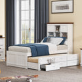 2 Pieces Wooden Captain Bedroom Set Twin Bed With Trundle And Nightstand,White Walnut White Walnut Wood