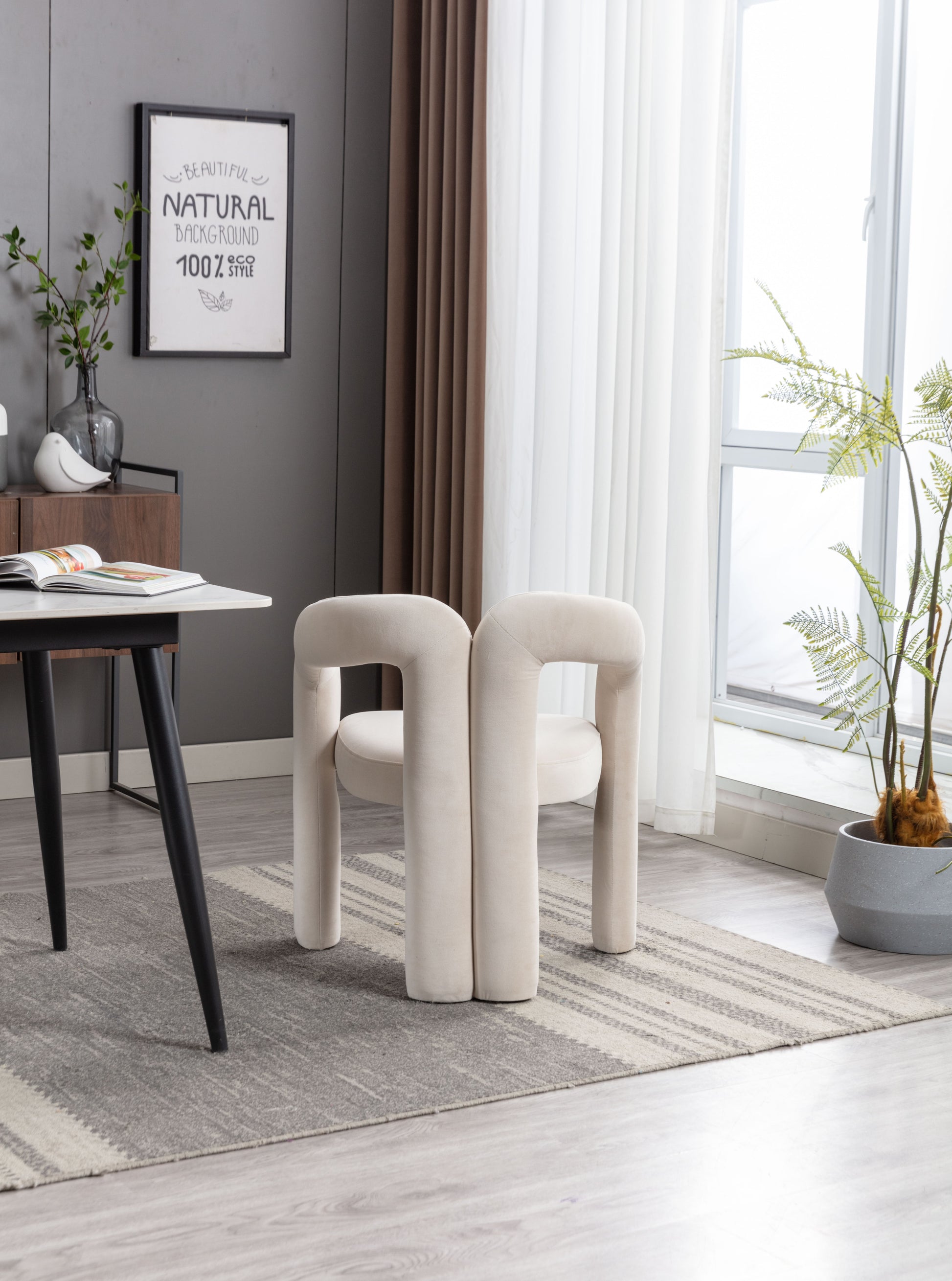 Coolmore Contemporary Designed Velvet Fabric Upholstered Accent Dining Chair Barrel Side Chairs Kitchen Armchair For Living Room Set Of 2 Beige Velvet Beige Foam Velvet