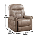 Classic Rolled Arm Power Lift Chair Recliner Heat, Adjustable Massage Plush Seating, High Grade Polyester Fabric Camel Foam Fabric