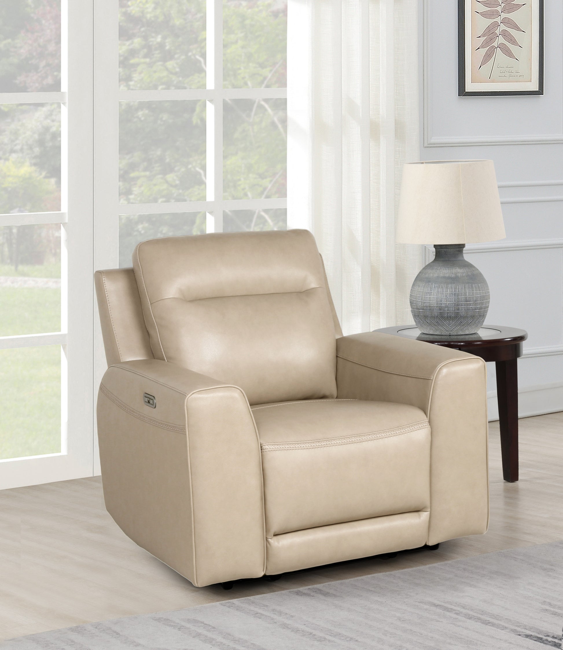 Updated Leather Power Reclining Group Top Grain Leather, Dual Power Footrest And Articulating Headrest Stylish And Comfortable Tan Foam Leather