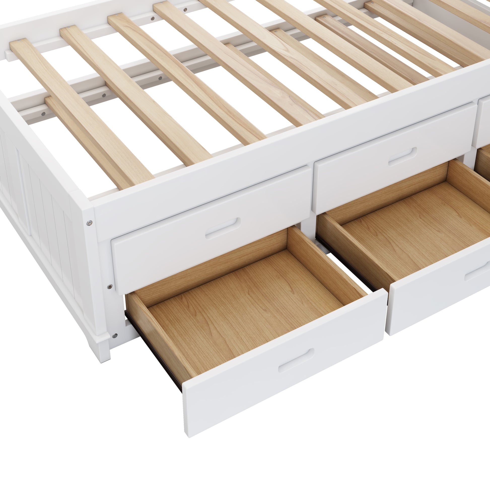 2 Pieces Wooden Captain Bedroom Set Twin Bed With Trundle And Nightstand,White Walnut White Walnut Wood