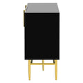 Modern Elegant 4 Door Sideboard Gold Metal Handle Buffet Cabinet For Dining Room, Living Room, Bedroom, Hallway Black Black Particle Board
