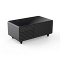 Modern Smart Coffee Table With Built In Fridge, Wireless Charging, Power Socket, Usb Interface, Outlet Protection, Mechanical Temperature Control And Ice Water Interface, Black Black Primary Living Space Luxury,Modern Rectangular Coffee & End Tables Abs
