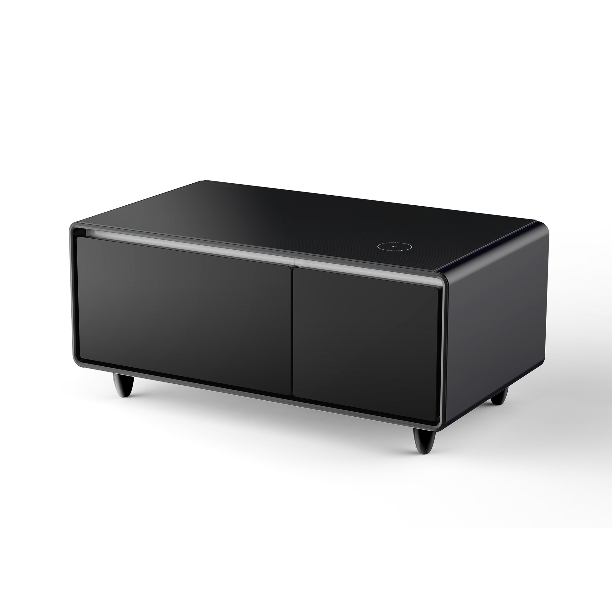 Modern Smart Coffee Table With Built In Fridge, Wireless Charging, Power Socket, Usb Interface, Outlet Protection, Mechanical Temperature Control And Ice Water Interface, Black Black Primary Living Space Luxury,Modern Rectangular Coffee & End Tables Abs