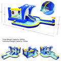 6 In1 Inflatable Slide Water Park Trampoline Bouncing House Outdoor Garden With Dolphin Sprinkler & Target Games & Water& Basketball Multicolor Oxford Fabric
