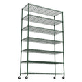 7 Tier Wire Shelving Unit, 2450 Lbs Nsf Height Adjustable Metal Garage Storage Shelves With Wheels, Heavy Duty Storage Wire Rack Metal Shelves Green Green Iron Plastic
