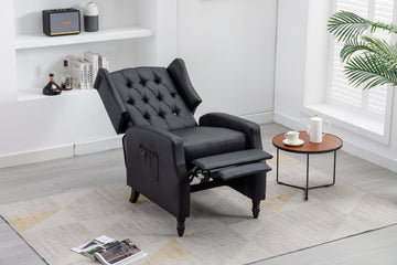 Coolmore Modern Comfortable Upholstered Leisurechair Recliner Chair For Living Room Black Primary Living Space Rubberwood Foam Pu Leather