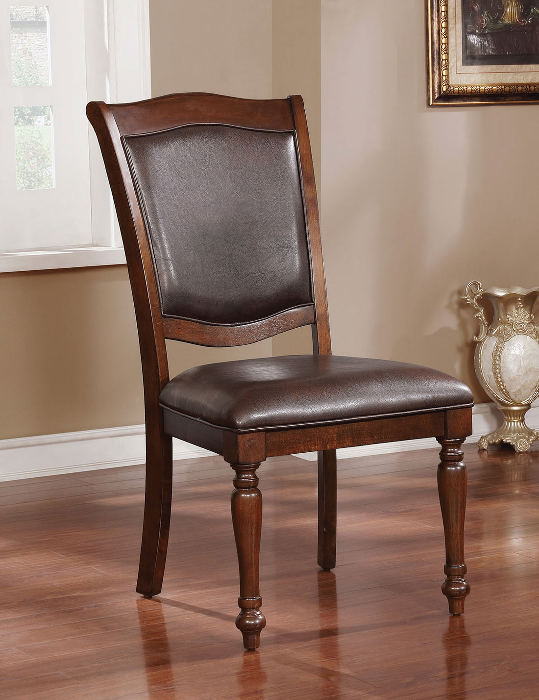 Luxurious Traditional Dining Chairs Brown Cherry Solid Wood Espressoseat Set Of 2Pc Side Chairs Turned Legs Kitchen Dining Room Cherry Brown Dining Room Traditional Dining Chairs Solid Back Solid