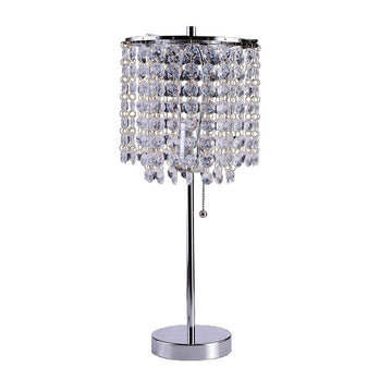 20.25" Tall Metal Table Lamp With Silver Finish, Crystal Inspired Shade Silver Metal