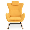 Rocking Chair Nursery, Teddy Upholstered Rocker Glider Chair With High Backrest, Adjustable Headrest & Pocket, Comfy Glider Chair For Nursery, Bedroom, Living Room, Offices, Rubber Wood, Yellow Yellow Polyester