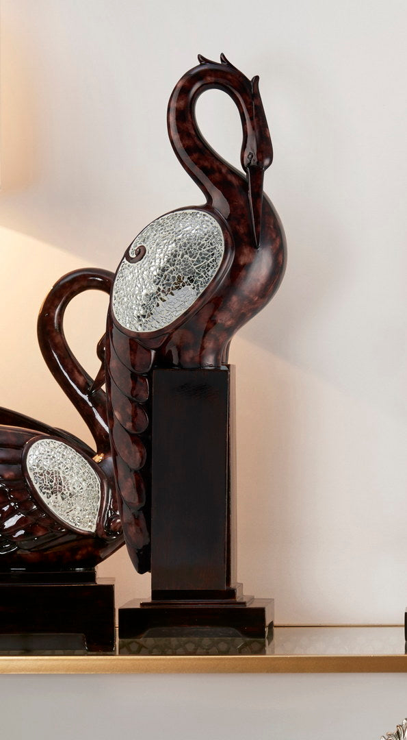 26.5 In Folius Floral Foliage Long Neck Crane Bird Decoration Cherry Polyresin