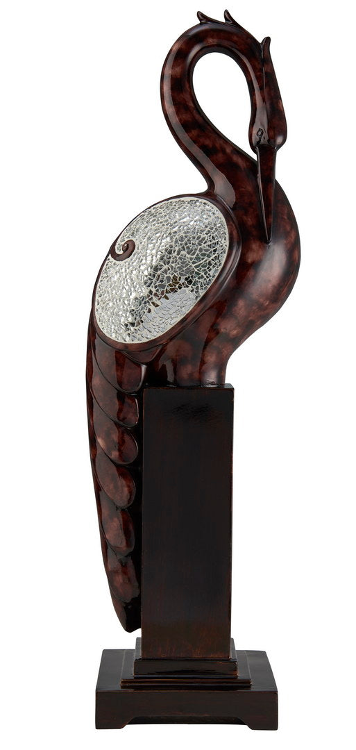 26.5 In Folius Floral Foliage Long Neck Crane Bird Decoration Cherry Polyresin