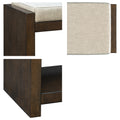 Accent Bench With Lower Shelf Brown Polyester