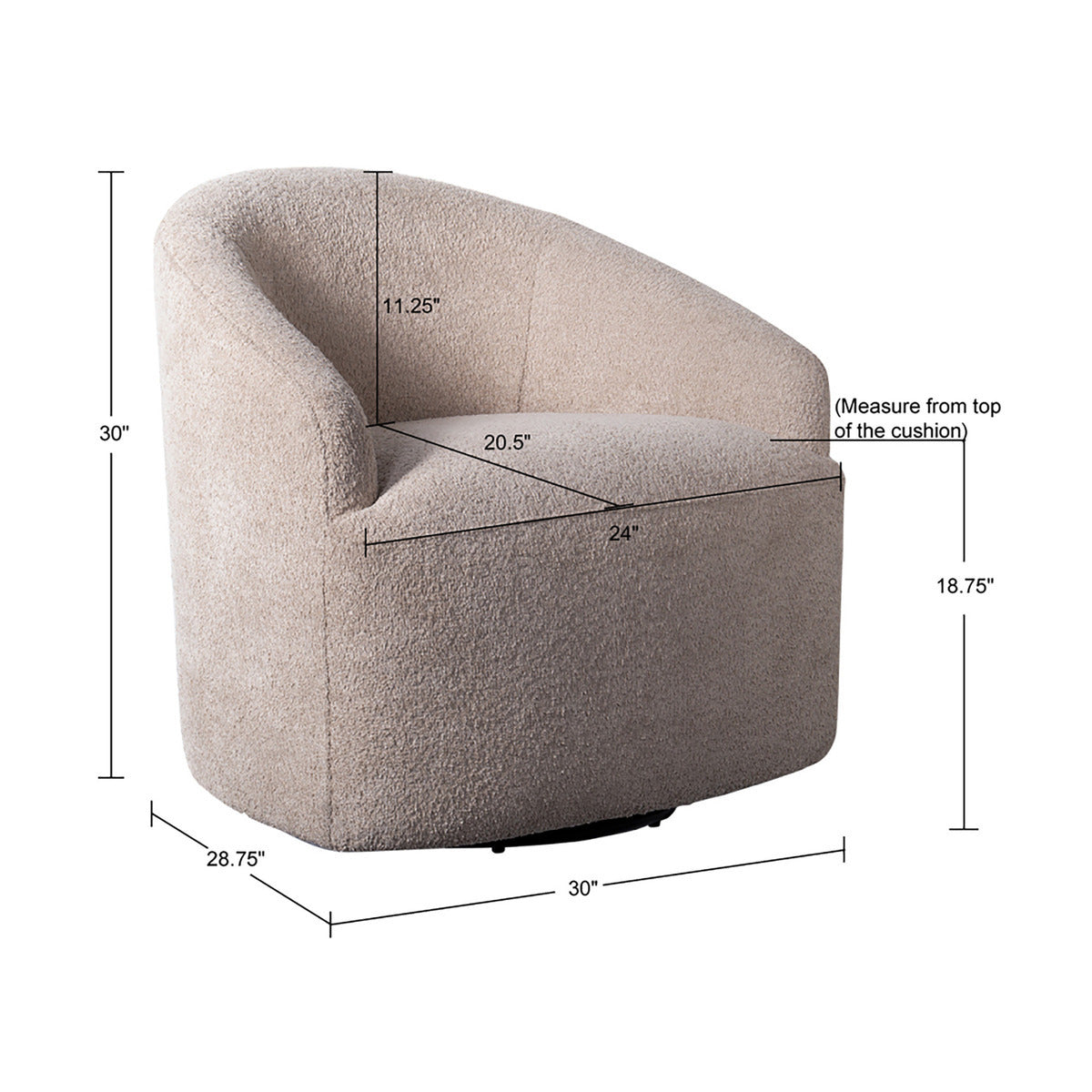 Upholstered 360 Degree Swivel Chair Beige Polyester