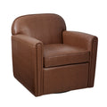 Faux Leather 360 Degree Swivel Arm Chair Brown Polyester