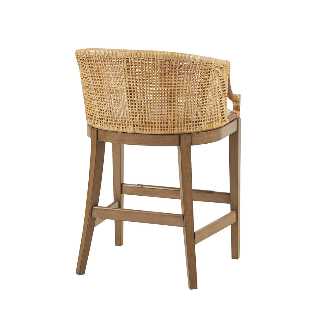 Handcrafted Rattan Counter Stool 25" H Natural Polyester