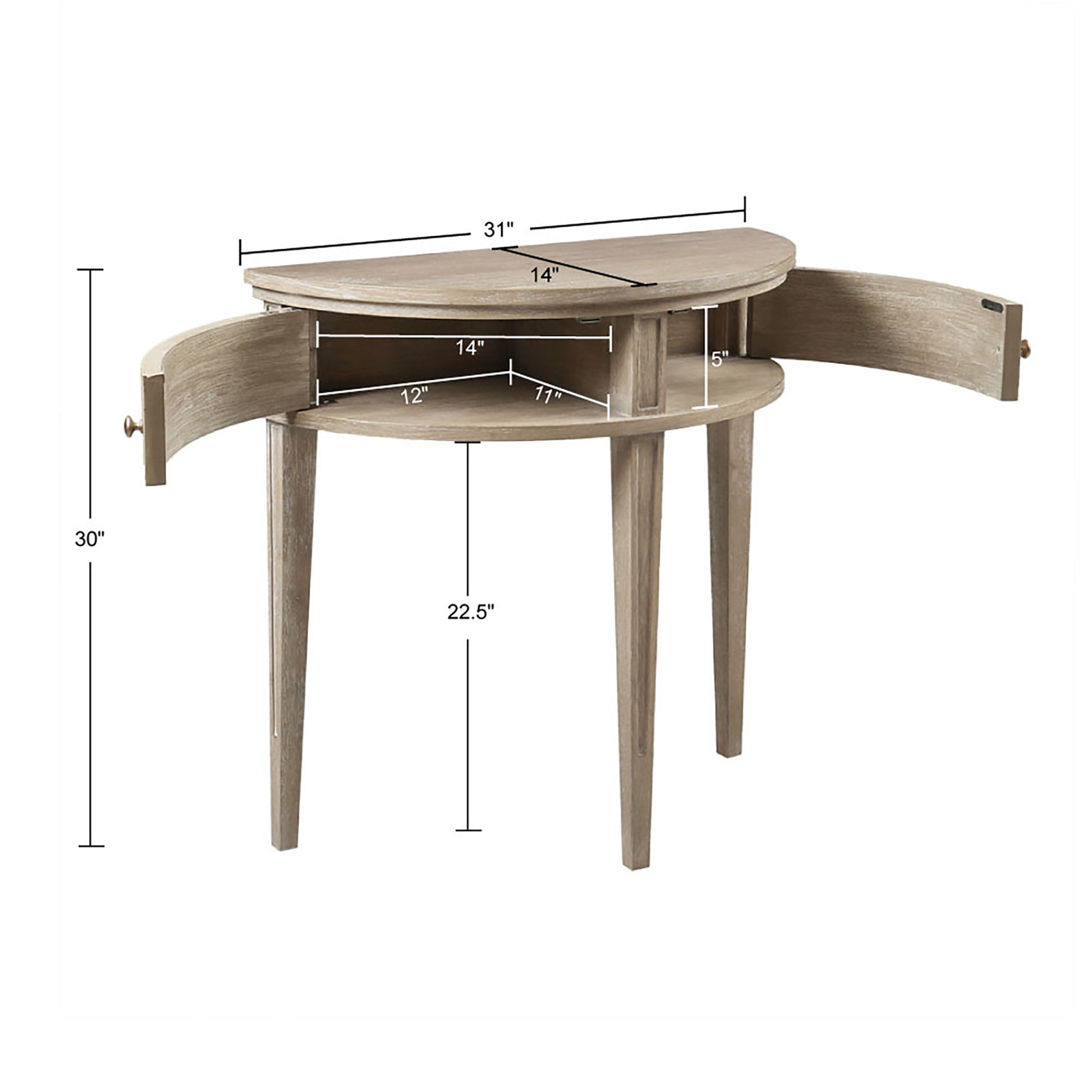 Storage Console Table 31"W Reclaimed Wheat Wood