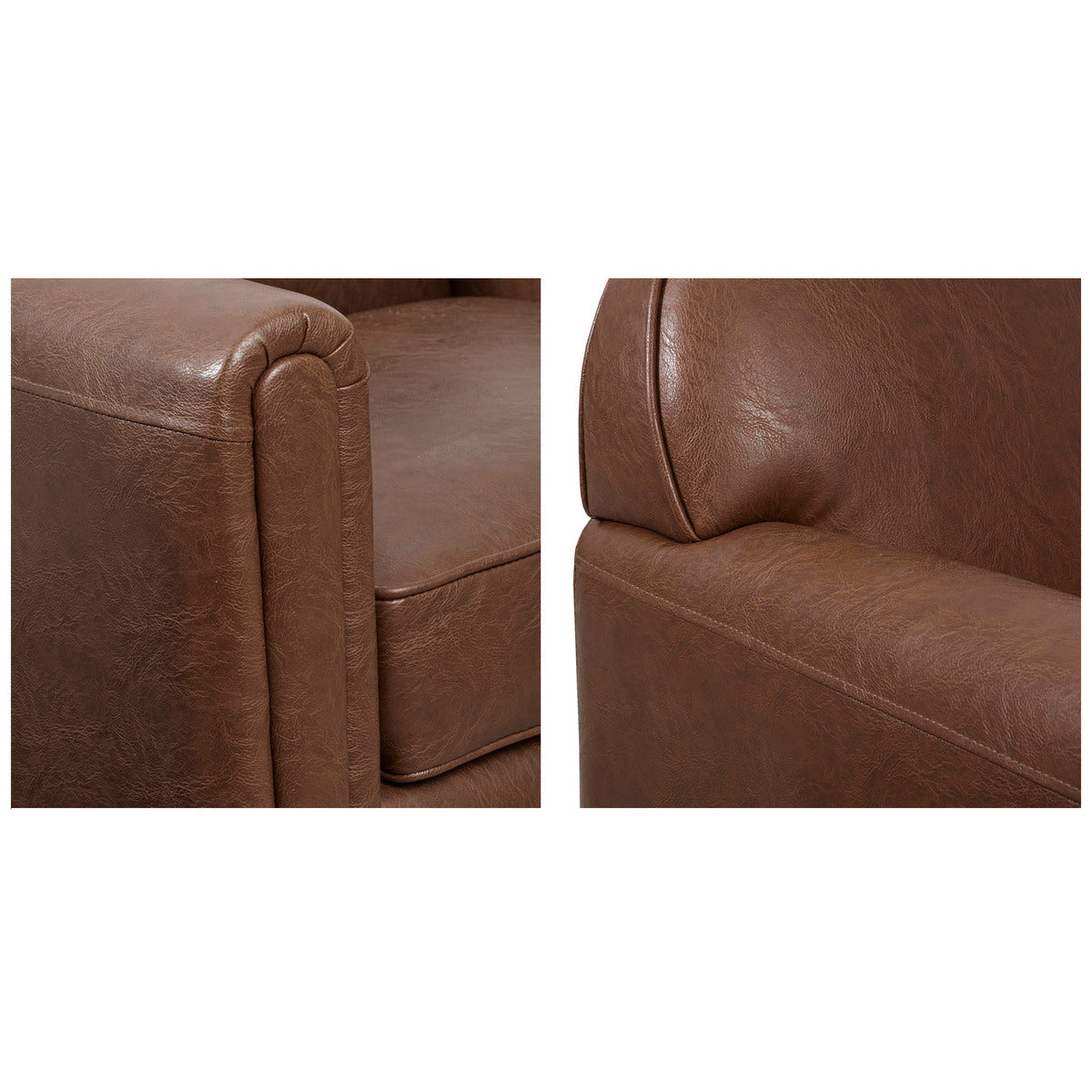 Faux Leather 360 Degree Swivel Arm Chair Brown Polyester