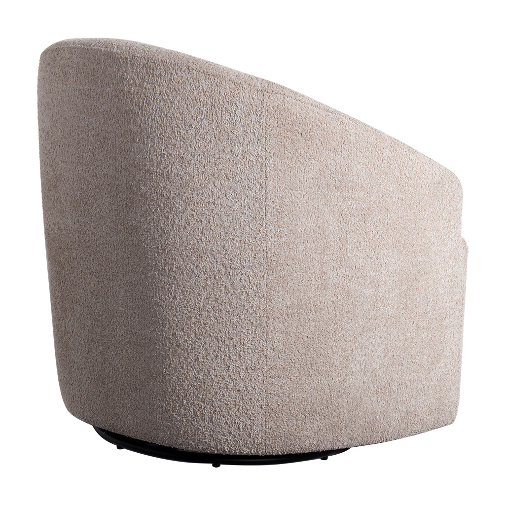 Upholstered 360 Degree Swivel Chair Beige Polyester