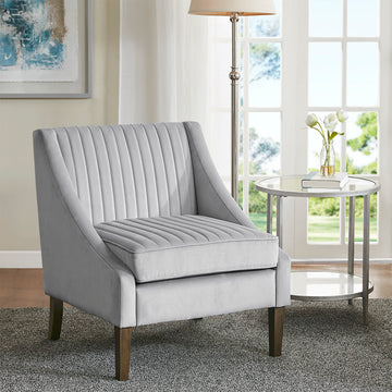 Upholstered Accent Chair Light Gray Polyester