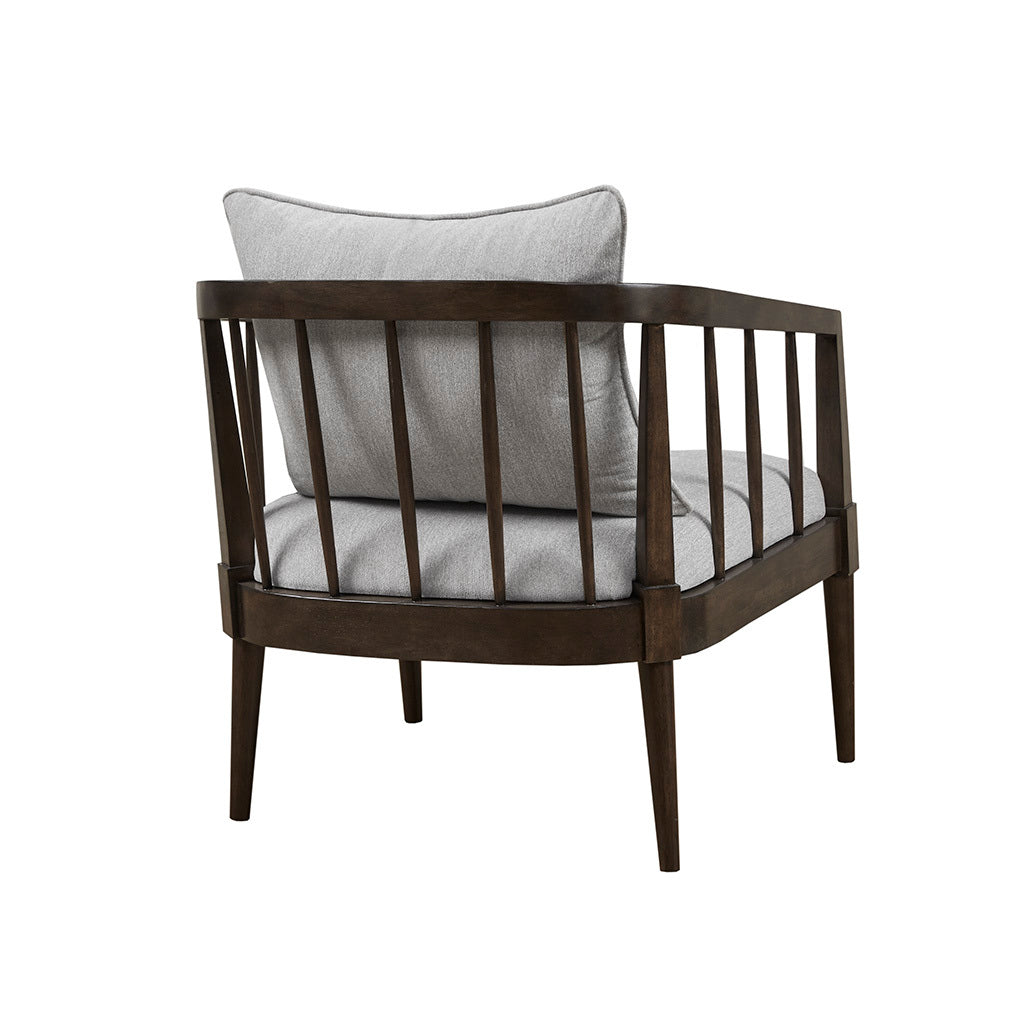 Spindle Accent Armchair With Removable Back Pillow Light Grey Polyester