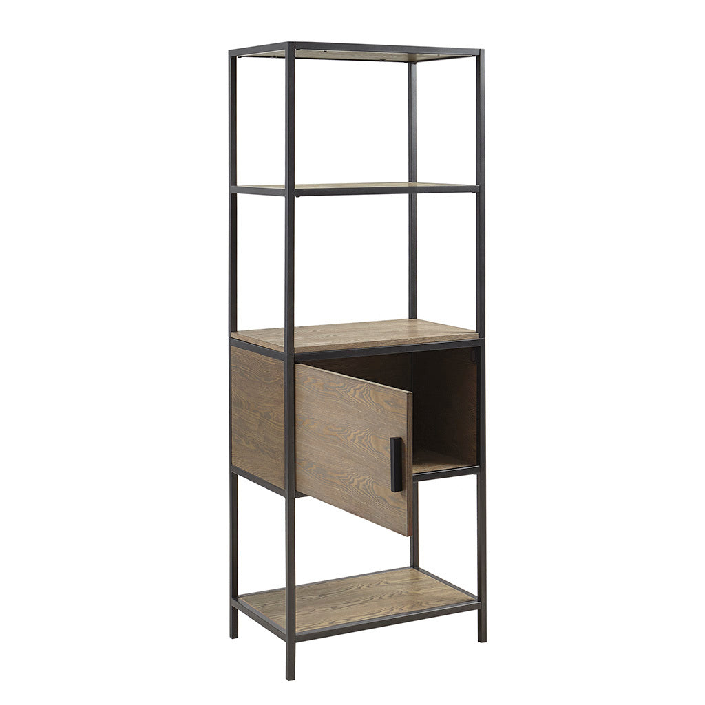 3 Shelf Bookcase With Storage Cabinet Grey Wood