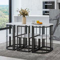 Modern 7 Piece Dining Table Set With Faux Marble Compact 55Inch Kitchen Table Set For 6, Black White Metal White Black Seats 6 Metal Dining Room Modern Dining Table With Chair Iron