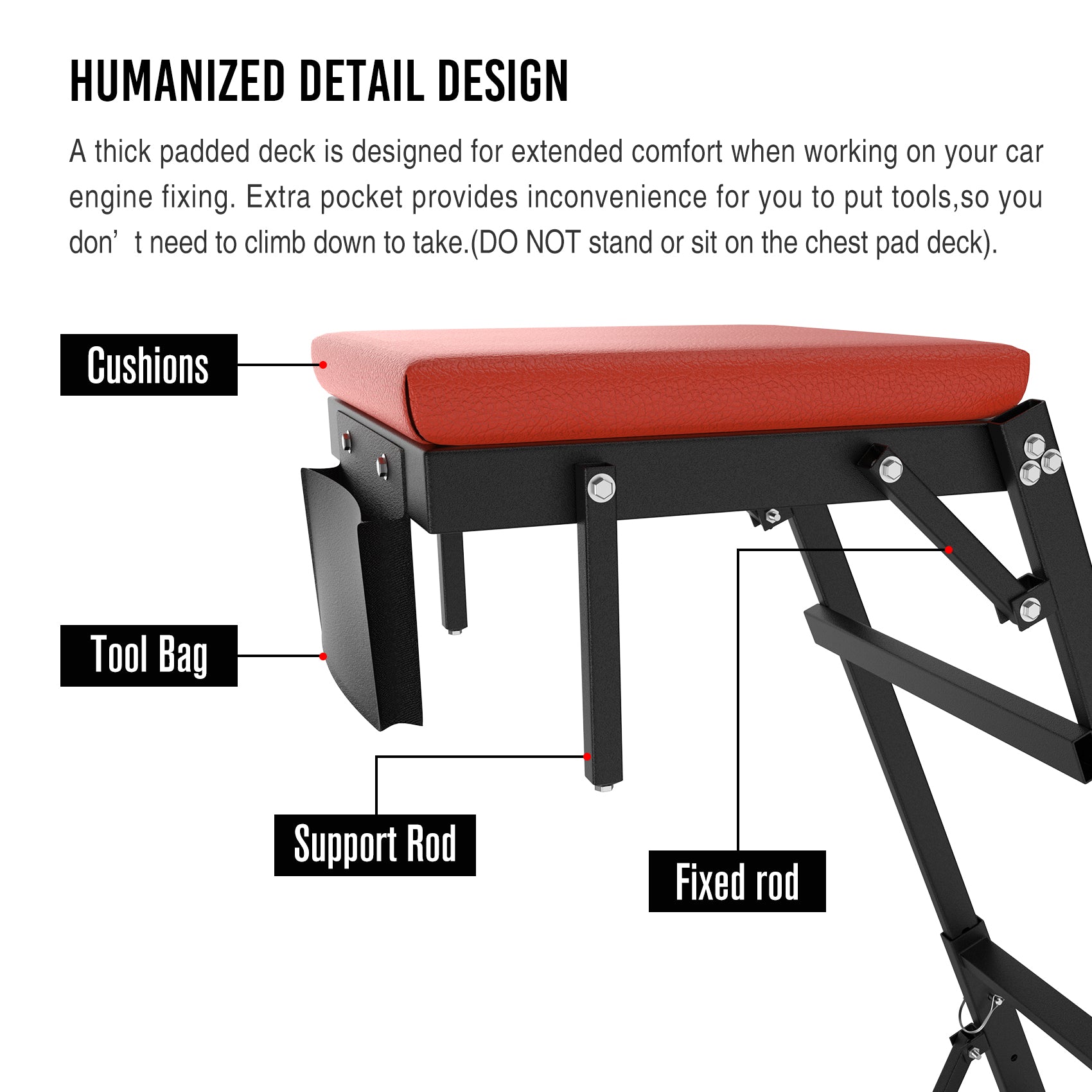 Foldable Rolling Topside Creeper For Automotive Engine Top For Home, Garage, Workshop Repair Maintenance Mechanic Red Red Iron Plastic