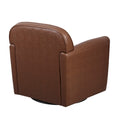 Faux Leather 360 Degree Swivel Arm Chair Brown Polyester