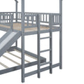 Twin Over Full House Bunk Bed With Slide And Built In Ladder, Full Length Guardrail, Gray Gray Pine