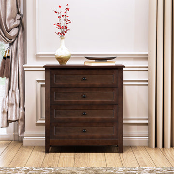 Solid Wood Spray Painted Drawer Dresser Bar,Buffet Tableware Cabinet Lockers Buffet Server Console Table Lockers, Retro Round Handle, Applicable To The Dining Room, Living Room,Kitchen Corridor,Auburn 3 4 Drawers Auburn Brown Primary Living Space Solid