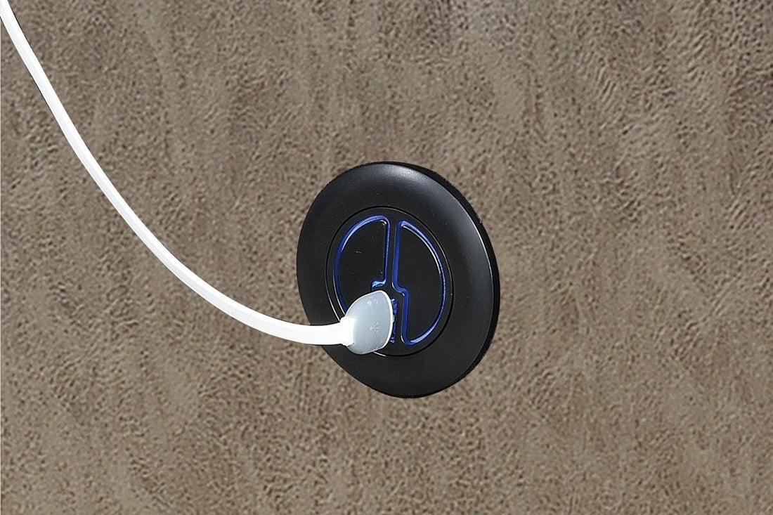 Power Recliner In Stone Gray Leather