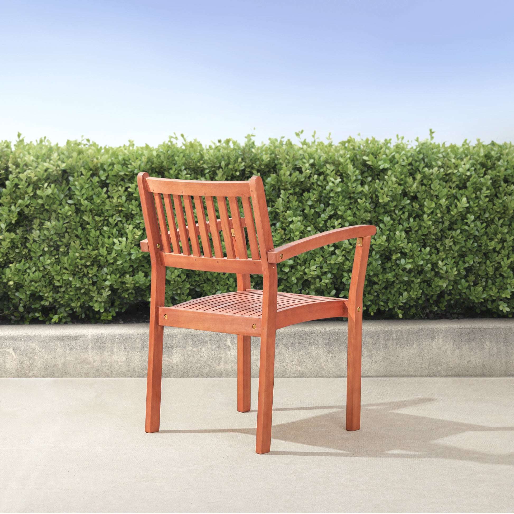 Caladesi Reddish Brown Wood Coastal Stackable Patio Armchair Set Of 2 Natural Wood Wood Eucalyptus