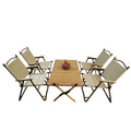 Multi Function Foldable And Portable Dining Set, 1 Dining Table & 4 Folding Chairs, Indoor And Outdoor Universal ,Natural Natural Wood