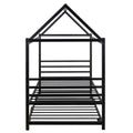 Twin Size Metal House Shape Platform Bed With Trundle,Black Box Spring Not Required Twin Black Metal Bedroom Bed Frame Metal
