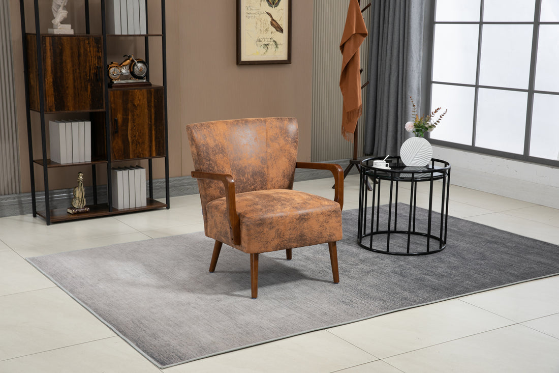 Coolmore Wood Frame Armchair, Modern Accent Chair Lounge Chair For Living Room Coffee Microsuede