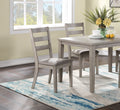 Classic Stylish Natural Finish 5Pc Dining Set Kitchen Dinette Wooden Top Table And Chairs Cushions Seats Ladder Back Chair Dining Room Gray Wood Dining Room Rectangular Dining Table With Chair Upholstered Chair Wood Natural Ladder Back Seats 4 48 Inches
